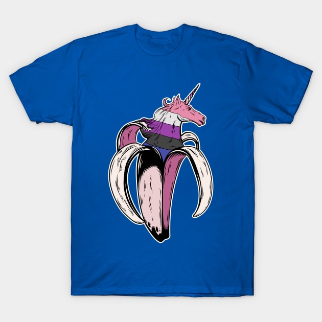 Genderfluid Unicorn Banana LGBT Pride Flag T-Shirt by Psitta